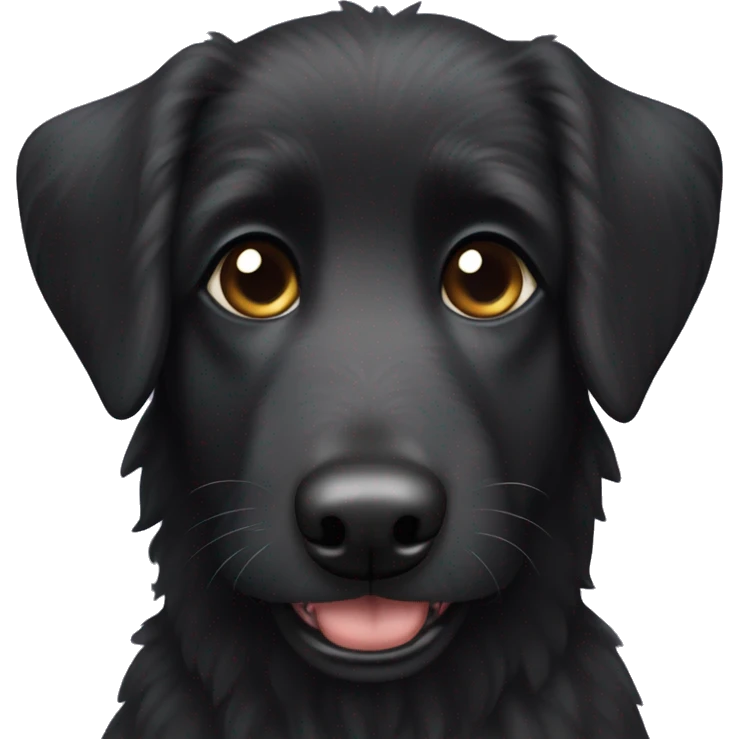 Black German Shepard poodle mix dog who has a little bit of white on his face  emoji