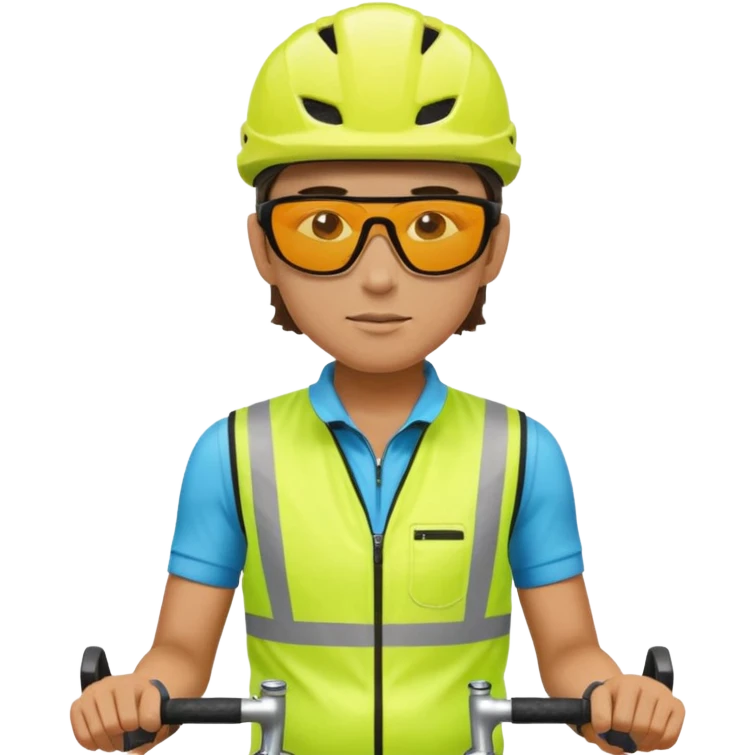 Cyclist with hi-vis vest, while cyclig emoji