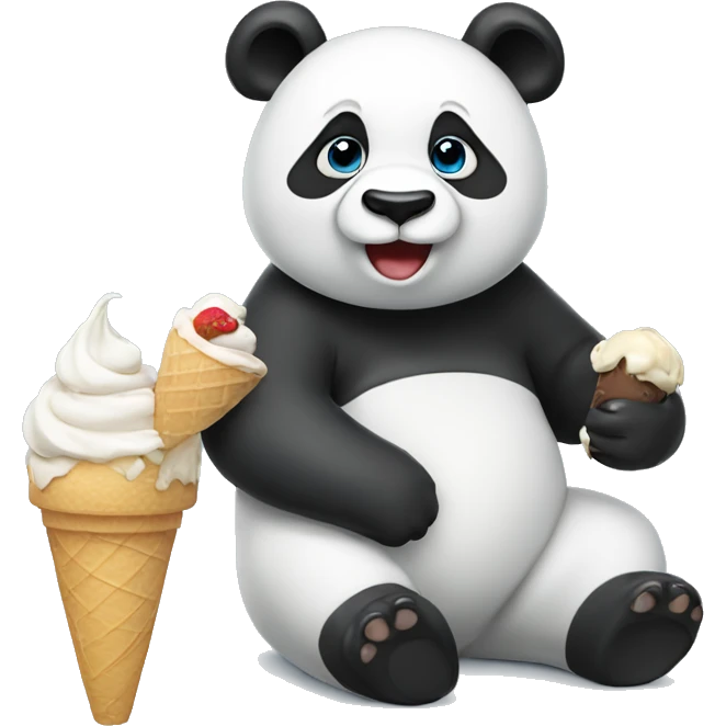Panda eating ice cream emoji