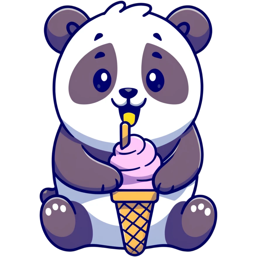 Panda eating ice cream emoji