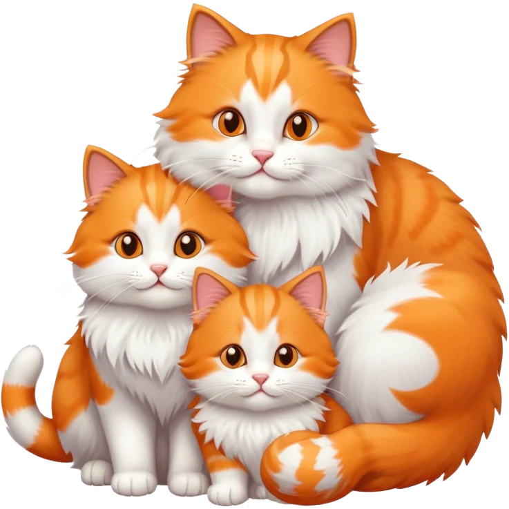 two big happy cats with four little happy cats emoji