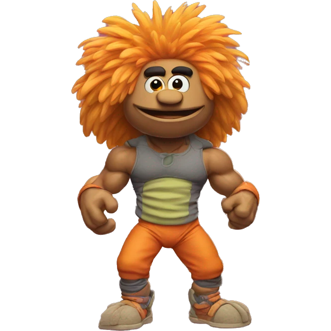 Detailed image of  fraggle rocks hot muscle trainer sunset colored emoji