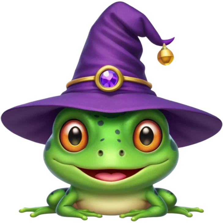 frog wear purple wicth hat emoji