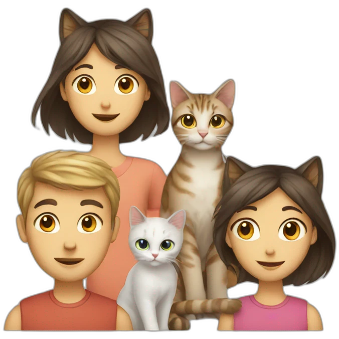 family emoji three people two cats one bird emoji