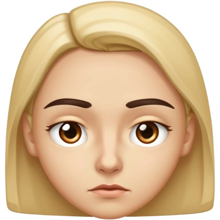 focused sharp eyes, eyebrows slightly angled inward, small straight line mouth, controlled and precise expression, subtle dissatisfaction

 emoji