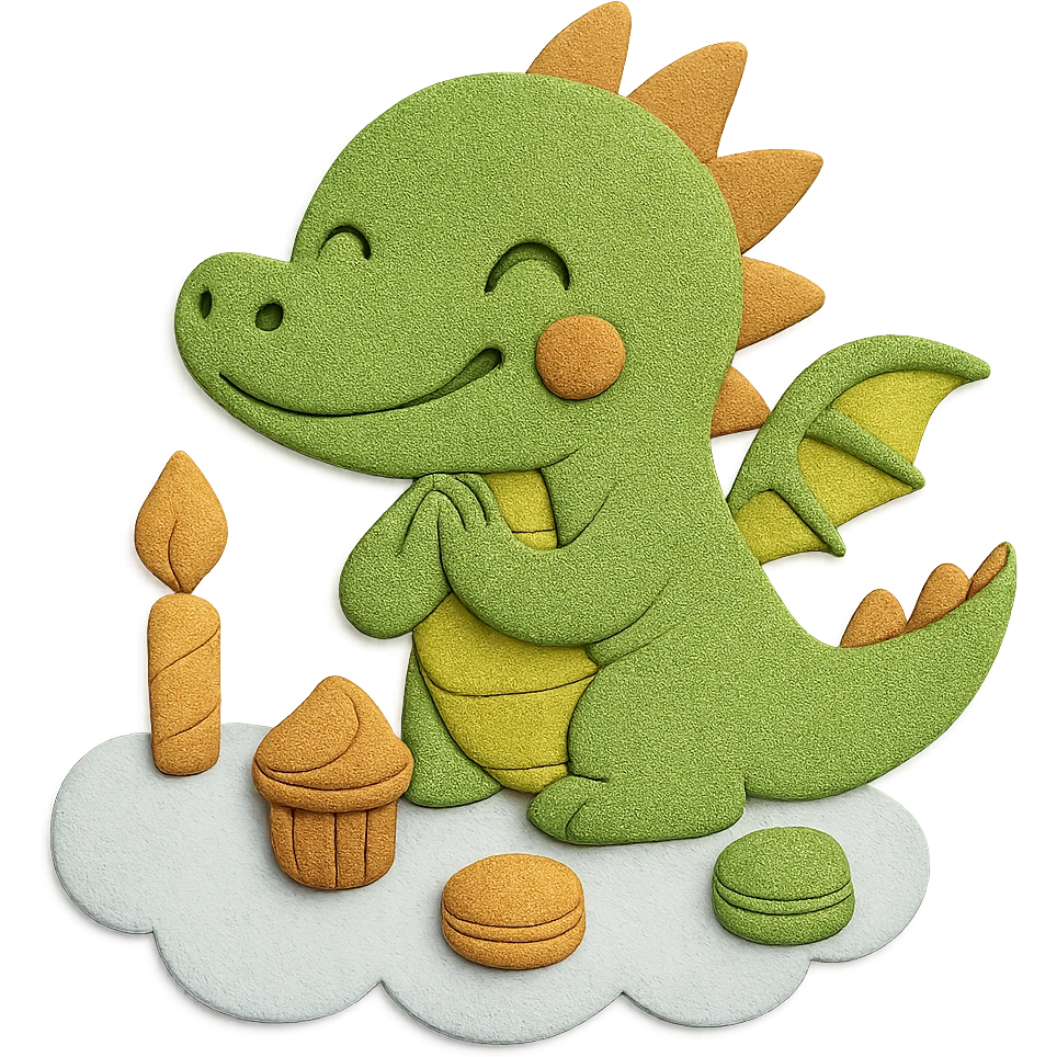 Adjust the dragon so both hands are in a visually appealing 'make a wish' pose, while all other design elements remain unchanged emoji