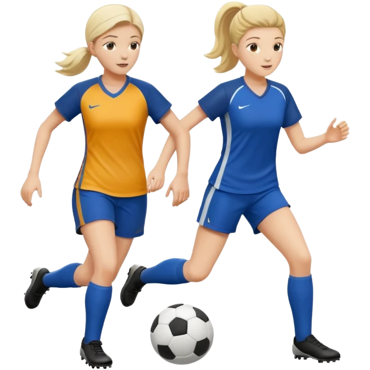 female soccer mentor and a mentee doing soccer drills emoji
