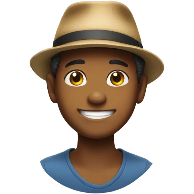 smiling boy outdoors in hat emoji