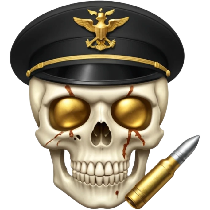 Una calavera 💀 soldado 🪖 mordiendo una bala emoji