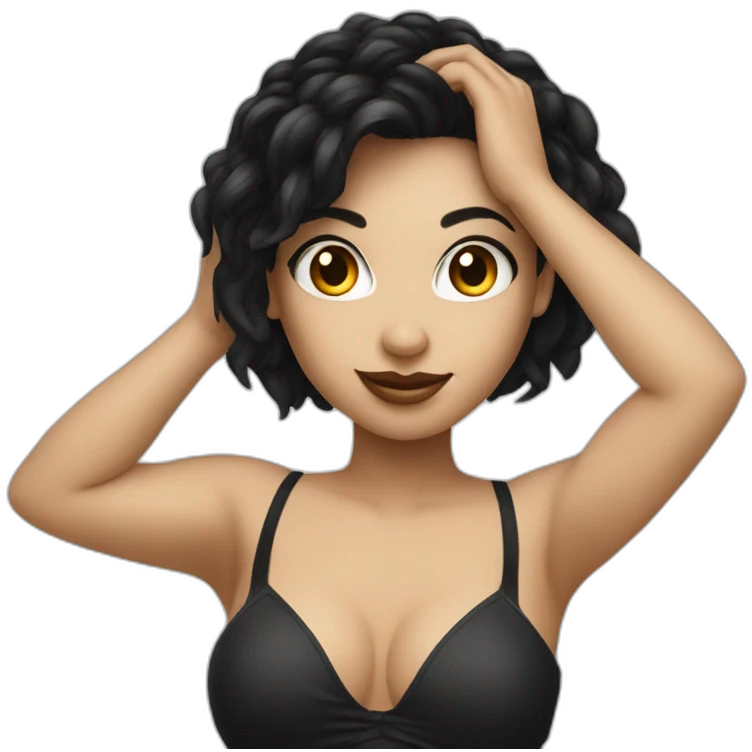 Girl pole dancer Black hair and white skin emoji