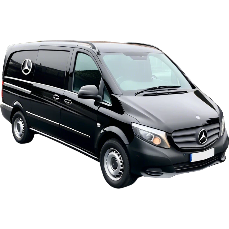 Black Mercedes Vito funeral van with the logo JTB on it  emoji