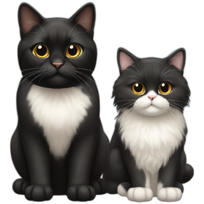 Black golden cat and white persian cat emoji