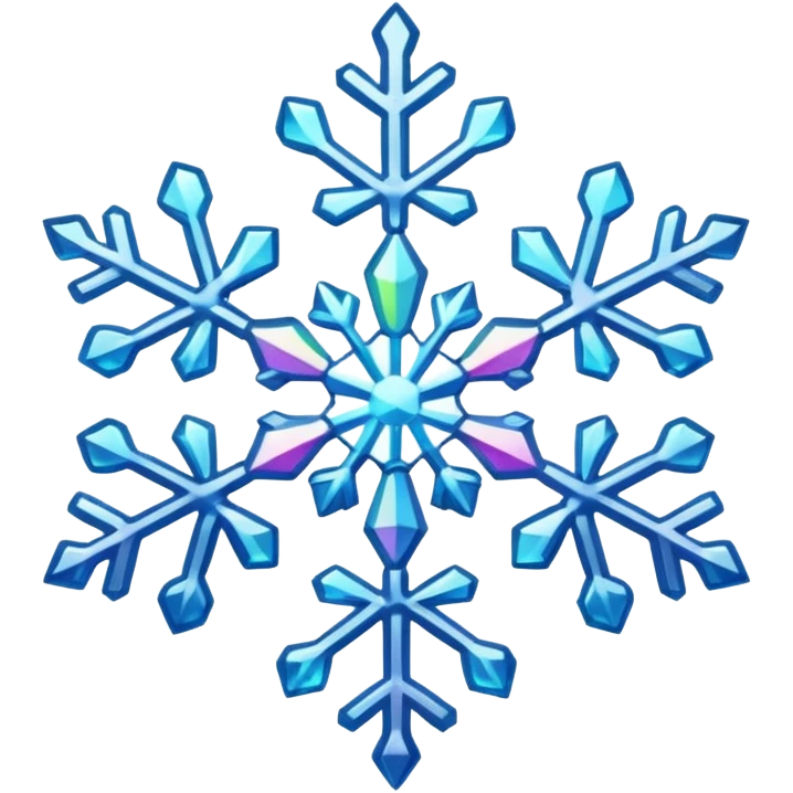 Iridescent colored, beautiful, realistic snowflake emoji