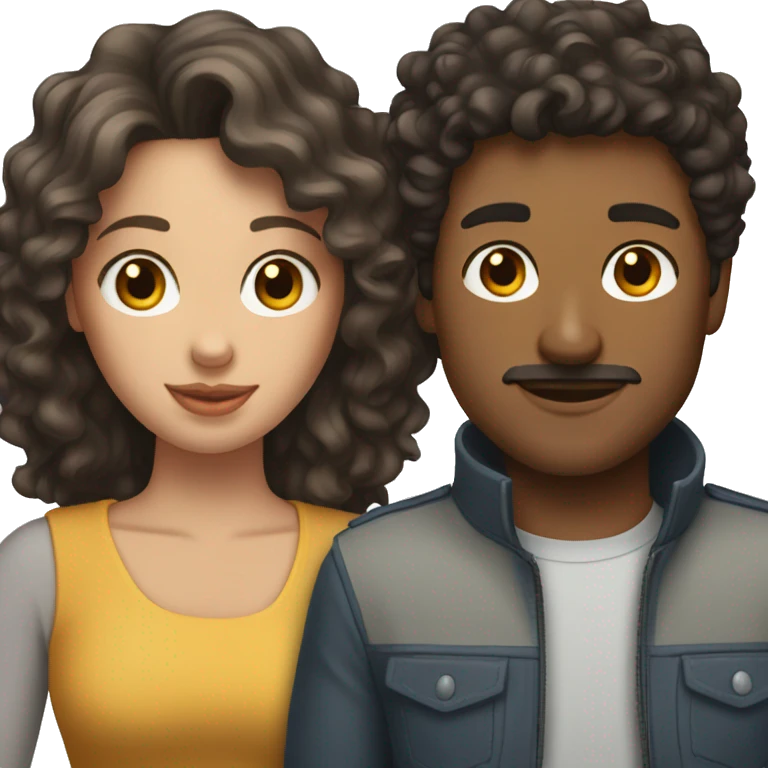 Brunette man and curly brunette woman with a husky emoji