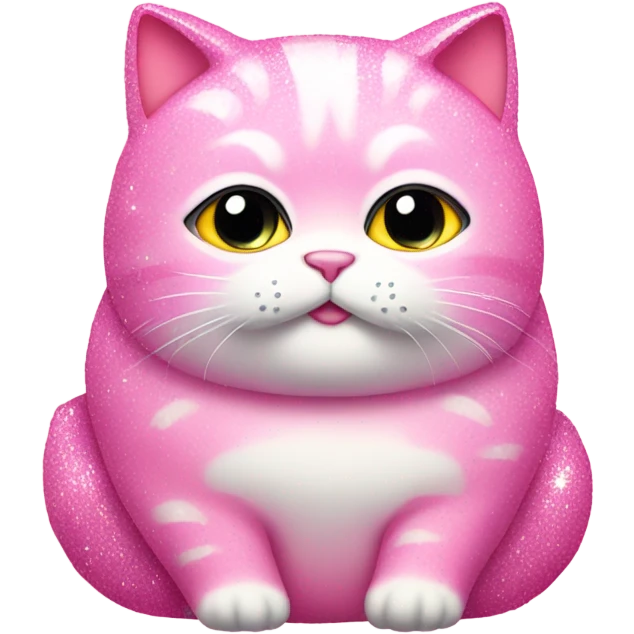 Pink sparkly fat cat with glitter  emoji