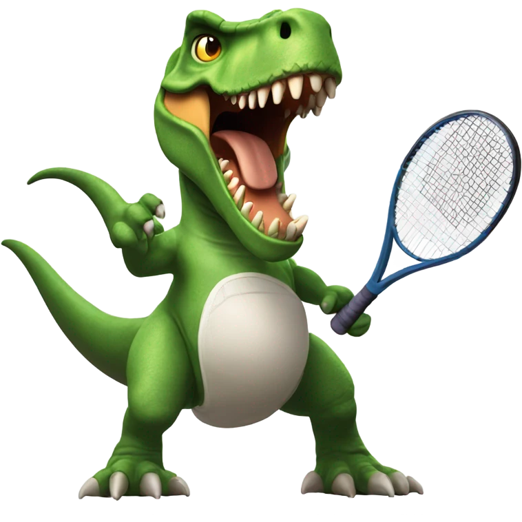 T. rex playing tennis with one arm looking mad!   emoji