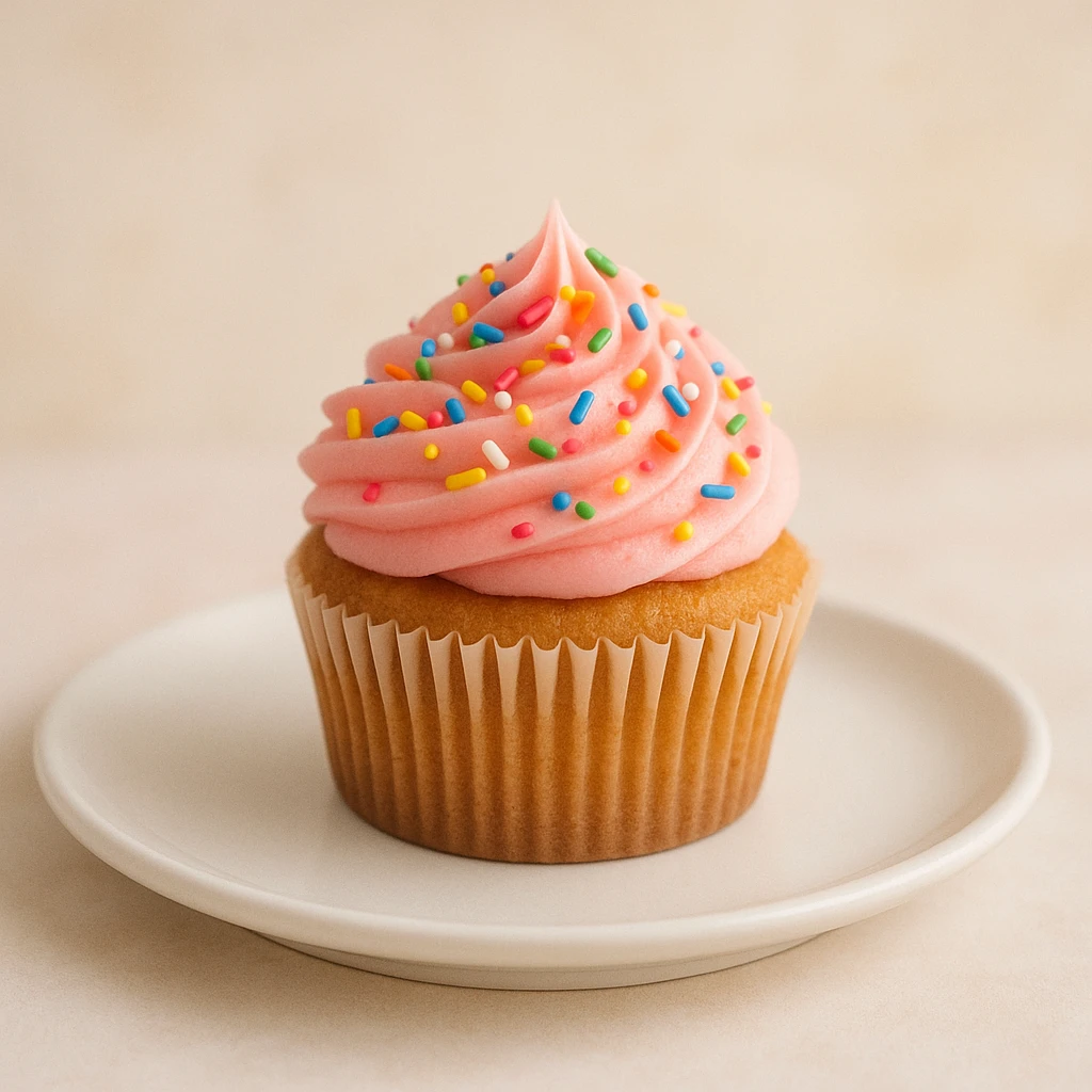 Cupcake with pink icing emoji