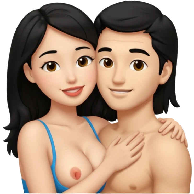 fully naked couple sex emoji man Kissing & holding boobs couple have black hair emoji