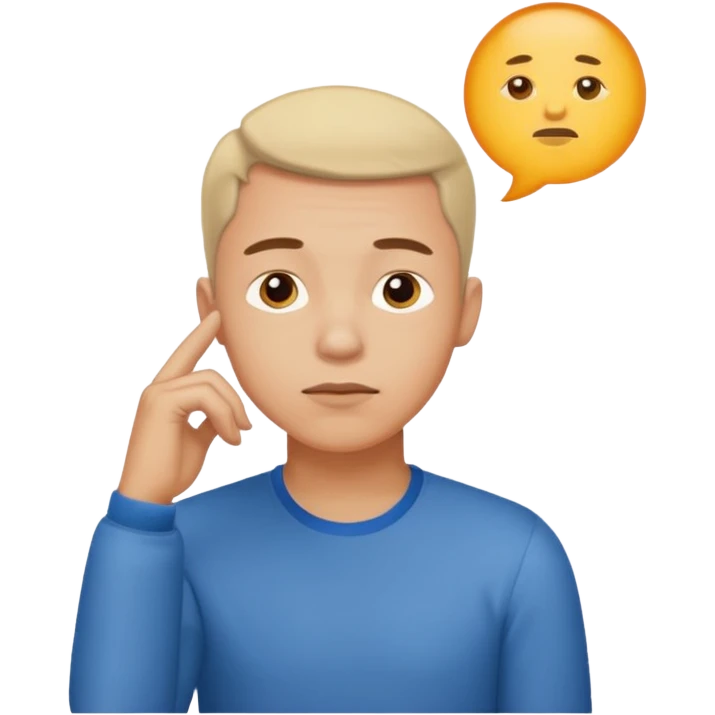 man in thinking pose looking top right up emoji