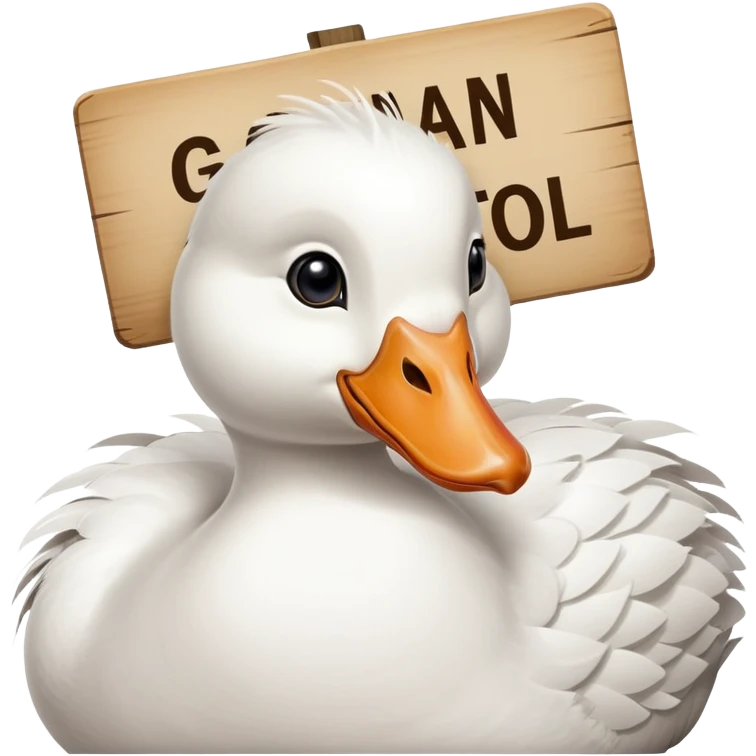 Goose with a sing holding „gans toll“ emoji
