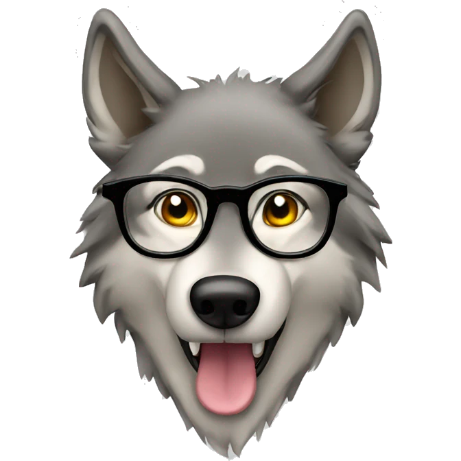 Wolf with glasses emoji