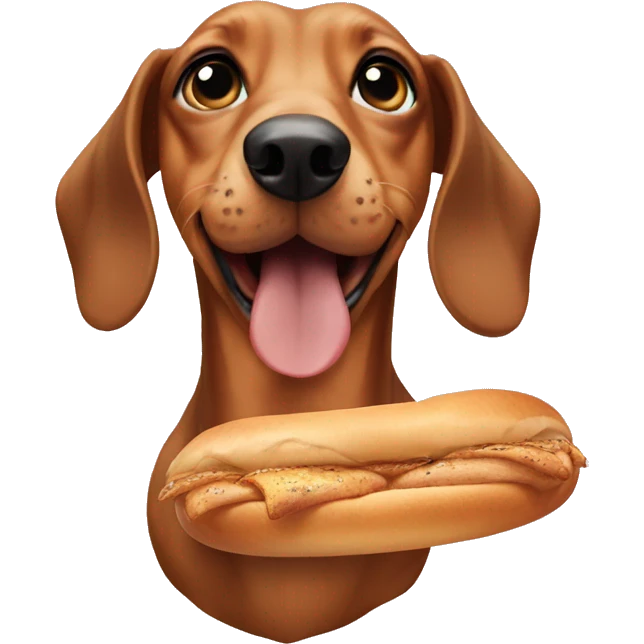 dachshund in new york with a bagel  emoji