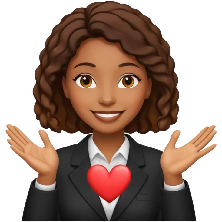 Black woman lawyer making hand hearts emoji