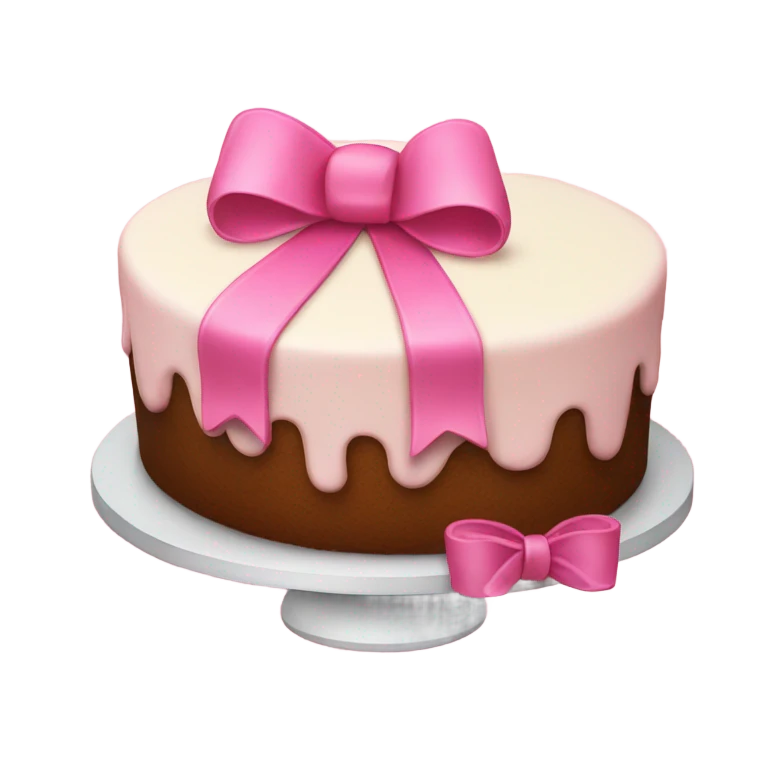 Cake with a pink cute bow emoji