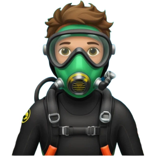 Diver + green mask,Coral Diver. emoji