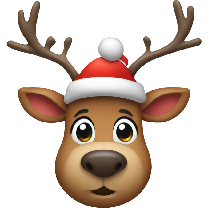 Reindeer wearing a Christmas hat emoji