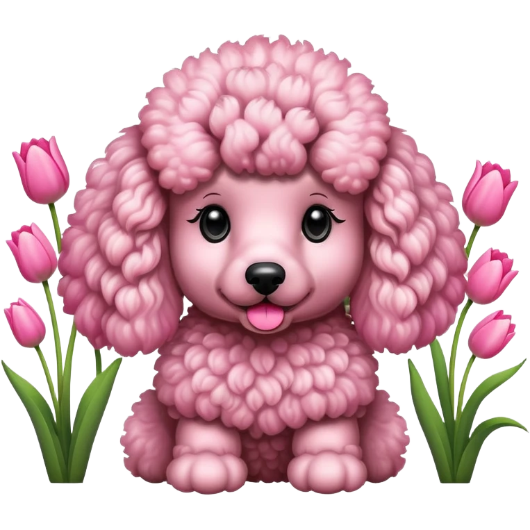 poodle with tulips emoji