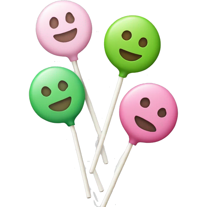 New Year's lollipops in white, green and pink emoji