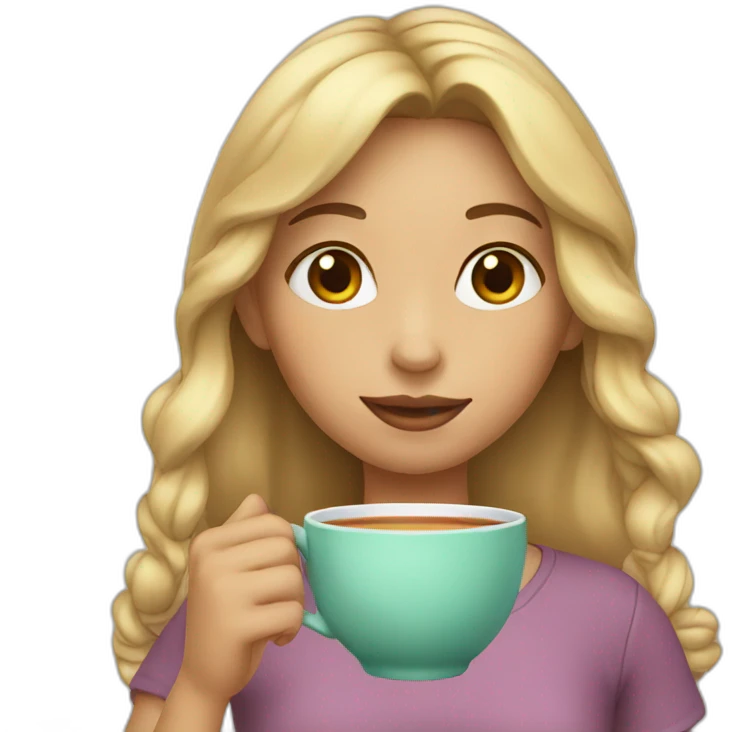 Girl sipping tea emoji