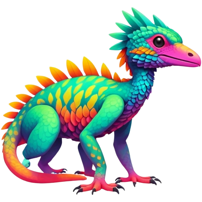 Tropical exotic lush warm-colored neon-colored Fakémon-Trico-creature (full body) emoji