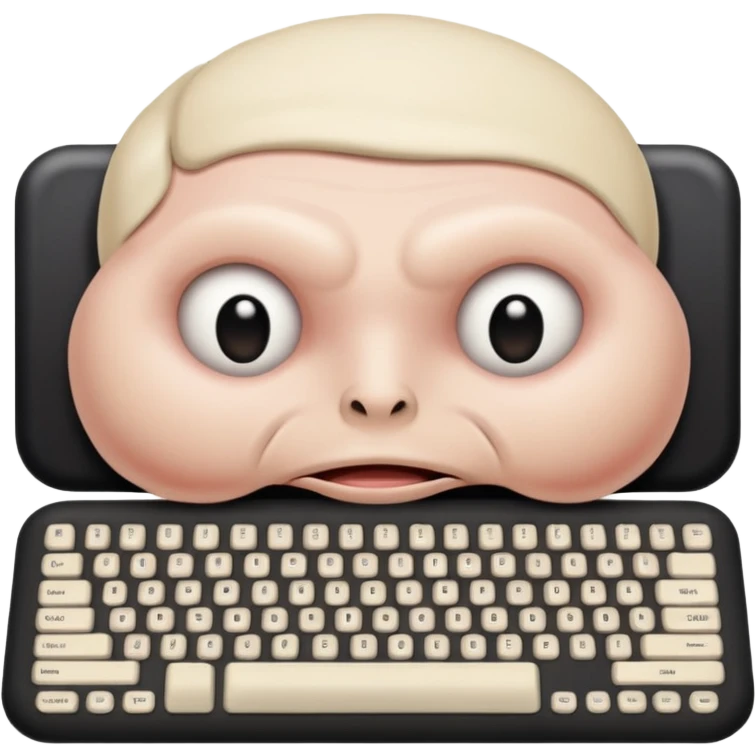 Computer keyboard missing keys, one spot replaced with exposed muscle. emoji