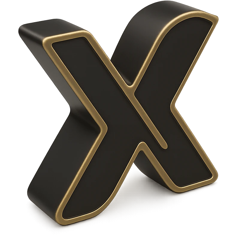 Twitter (X) logo in 3D black style emoji