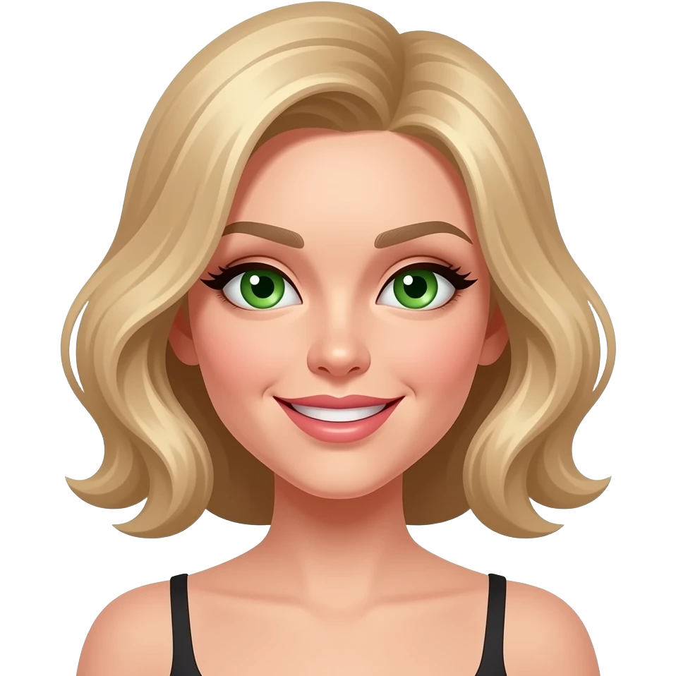 White skin green eyes blonde hair woman sexy smiling emoji