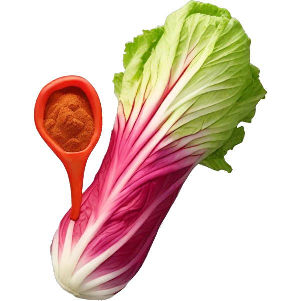 One red colored napa cabbage, red pepper powder on it emoji