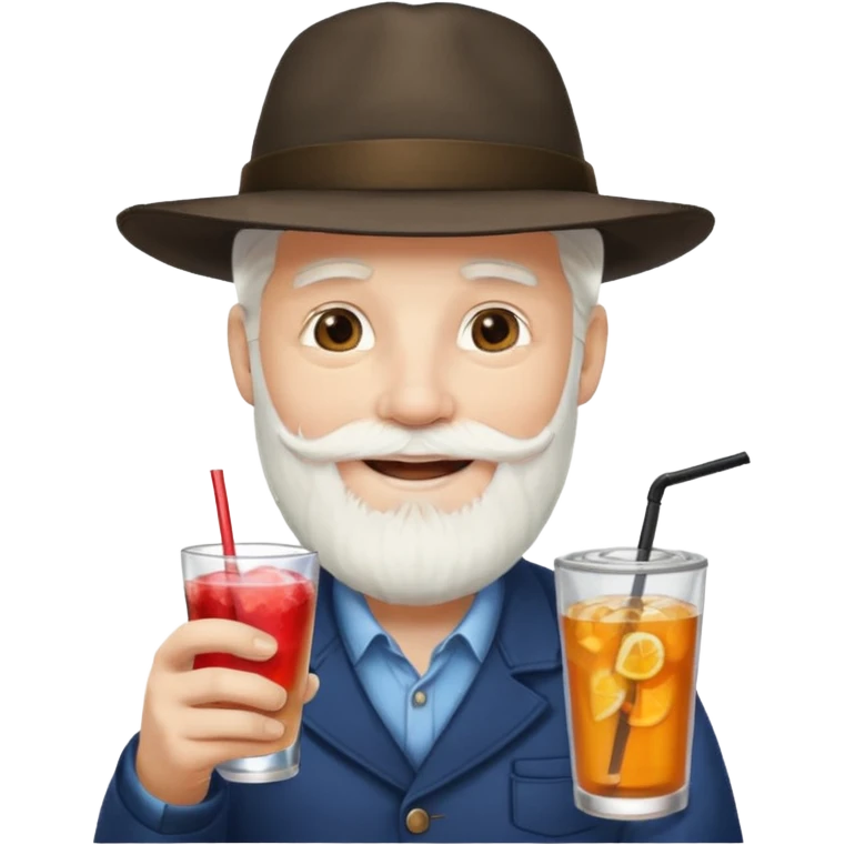 Drink holders with hat white hair white bearded  emoji