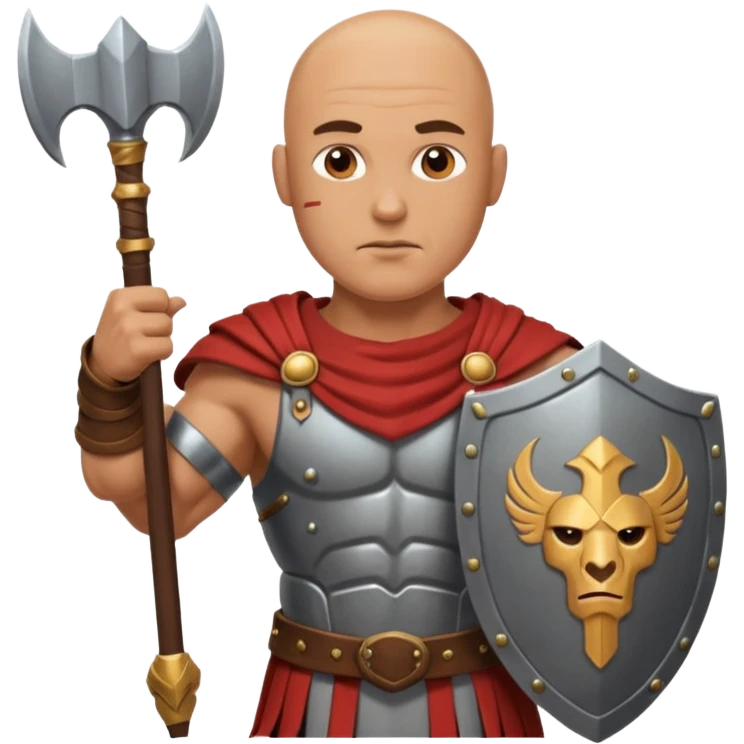 Bald gladiator with shield emoji