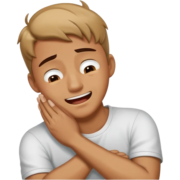 guy holding neck with crossed hands crying laughing emoji