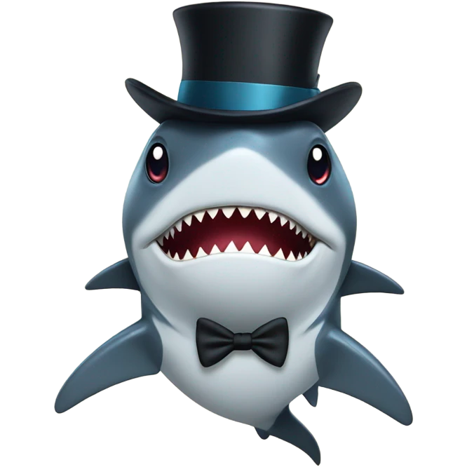 Shark with a top hat emoji