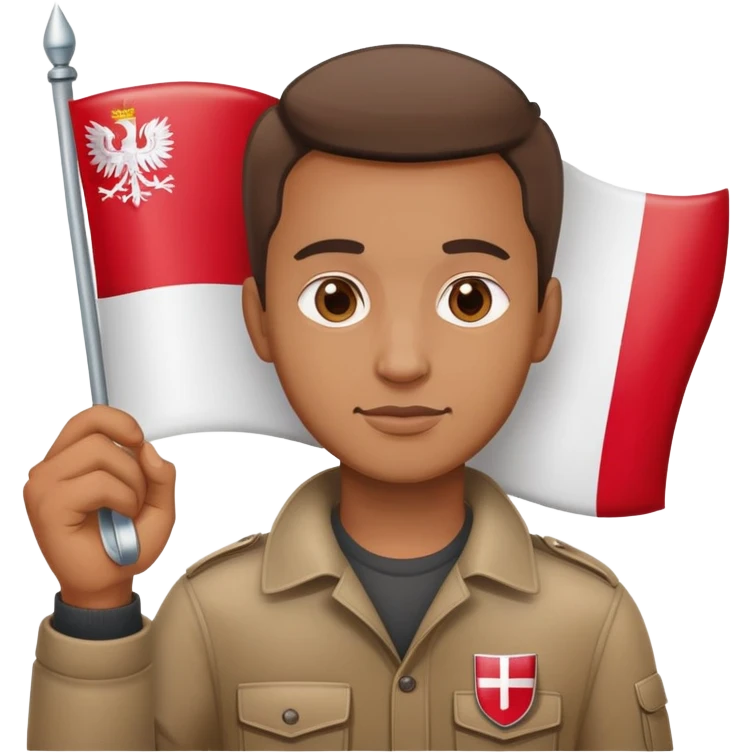 tie man with polish flag holding emoji