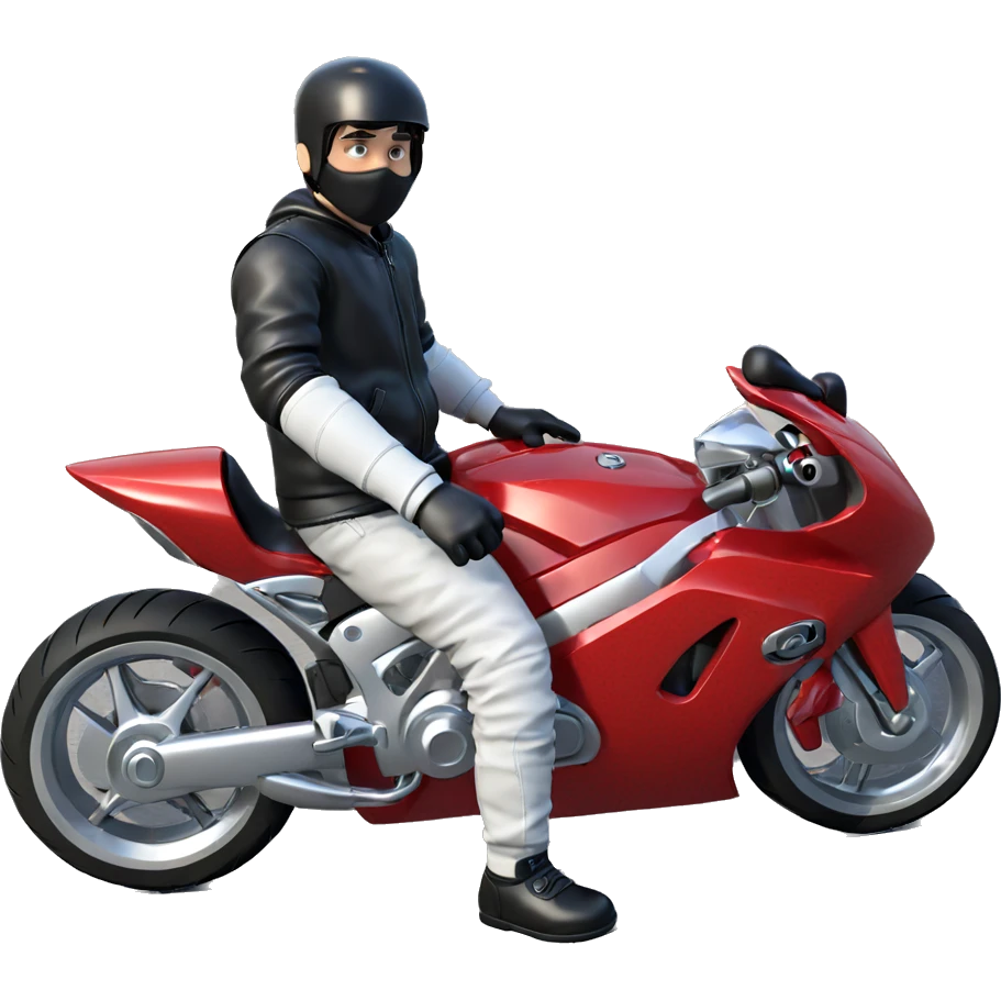 boy in gloves with motorcycle emoji