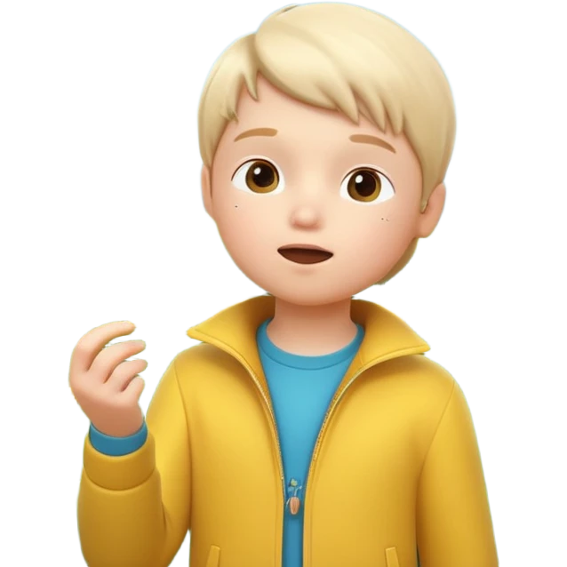 A 3D cartoon child blowing on a dandelion, seeds flying in the air, sunny garden background, realistic Memoji-style. emoji