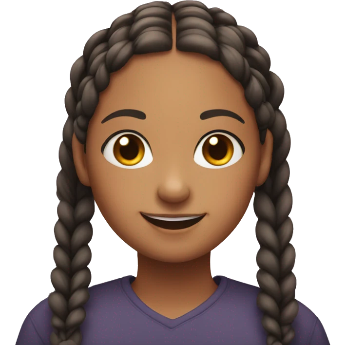 girl with twin braids smiling emoji