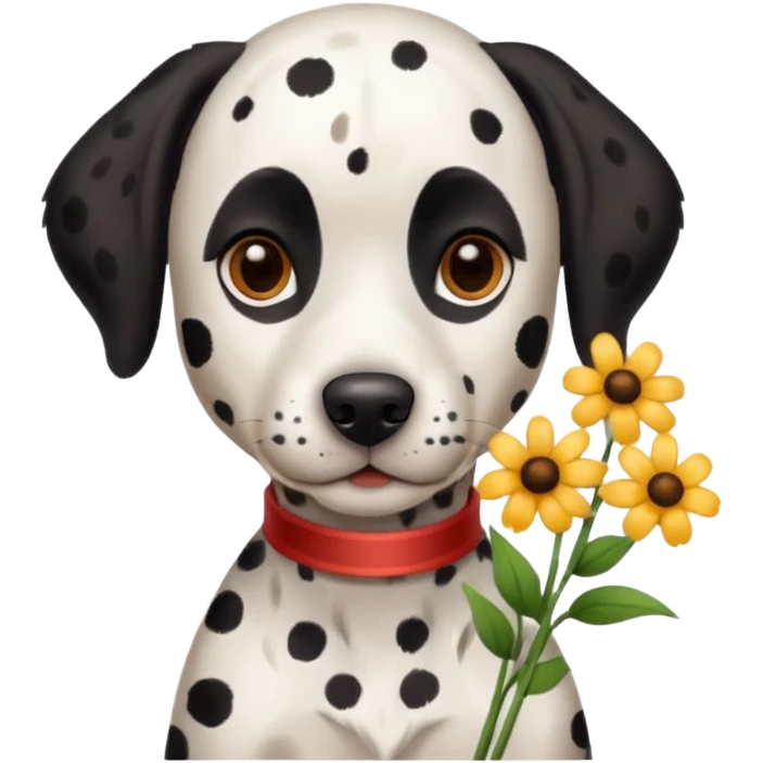 dalmesion dog holding flowers emoji