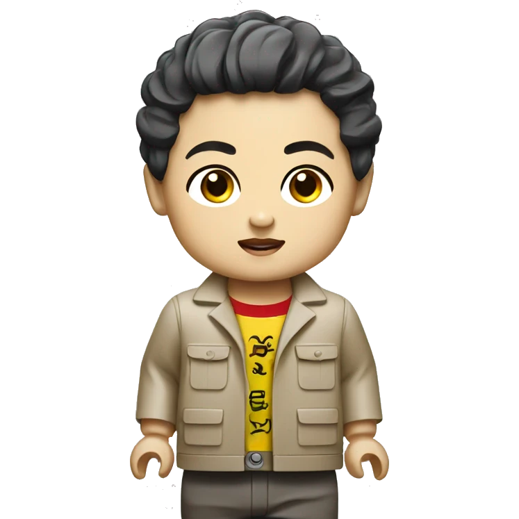 Korean baby with a car lego emoji