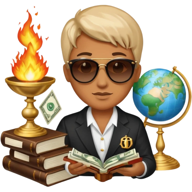 Combine these to make 1. 🌎💎📓🕶️🔥⚖️💲 emoji