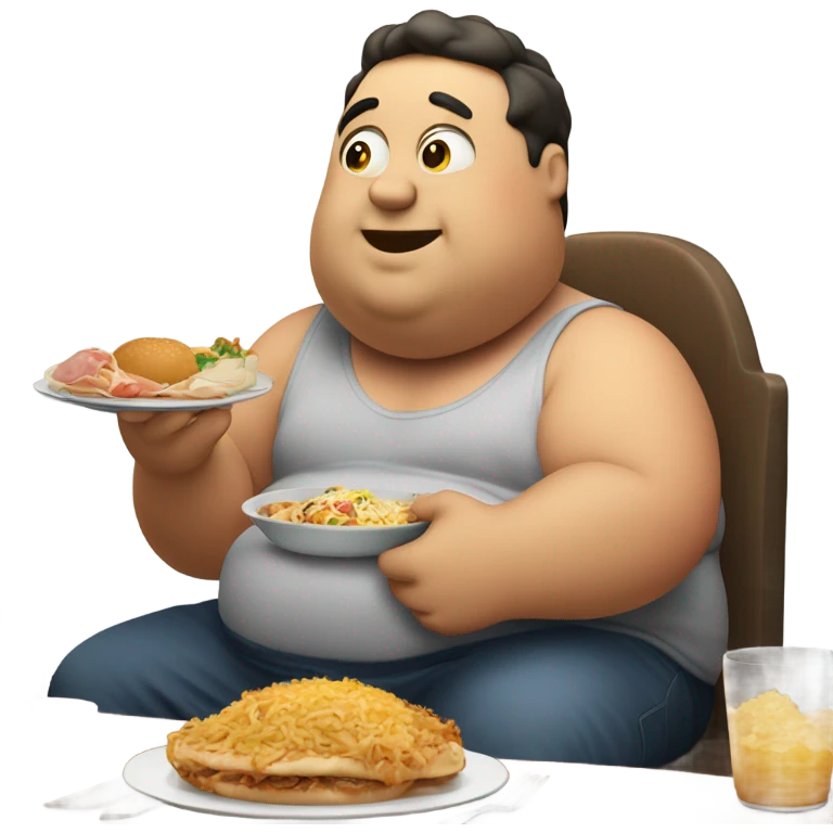 fat man eating emoji